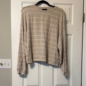 Tan Striped Long Sleeve Sweater